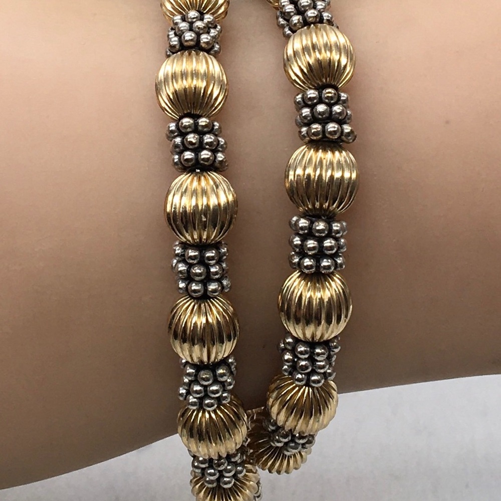 Gold & Silver Ball Bead Bracelet Wrapped Around - Picture 3 of 4